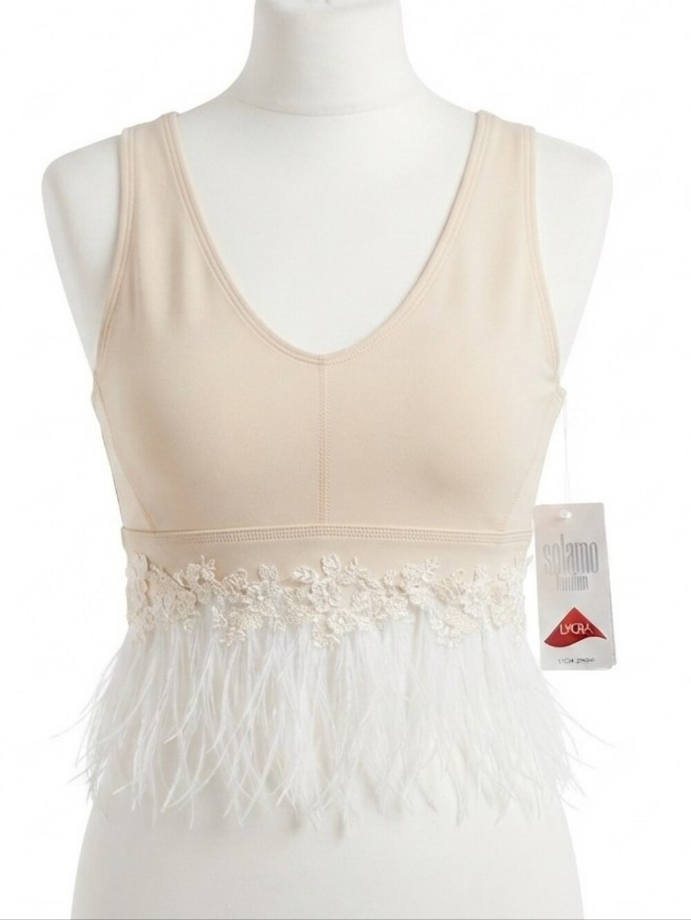 NWT mono b Feather Trim Crop Bralette  (0169)